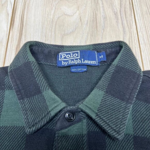 Polo Ralph Lauren Button Up Mens Green Plaid Spread Regular Shirt Pockets Medium - Picture 6 of 11